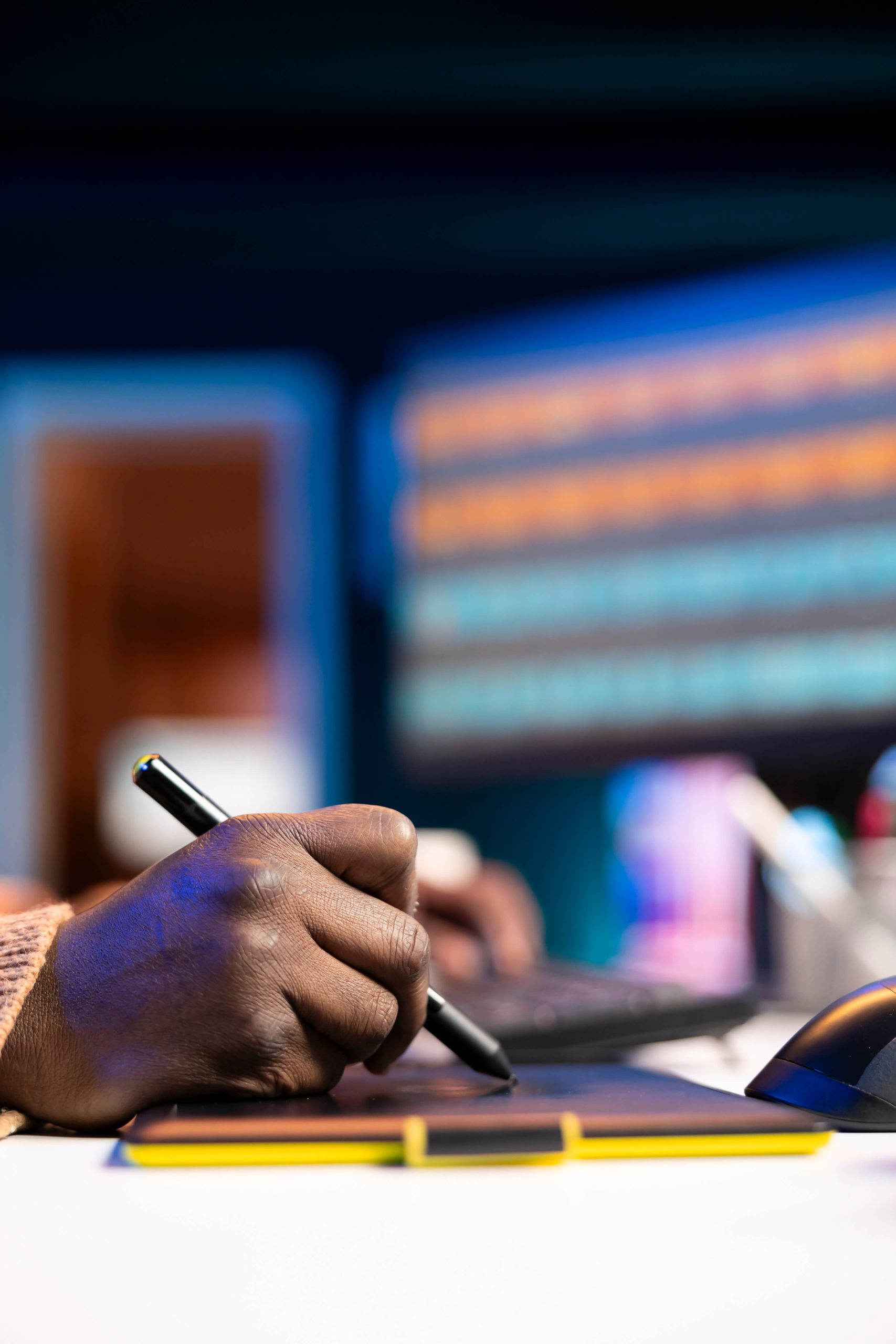 professional man creative setup home uses digital tools graphic design